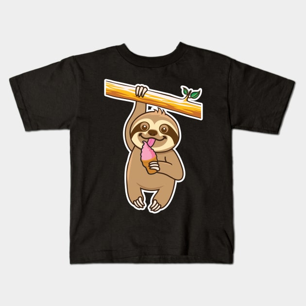Sloth ice cream Kids T-Shirt by Plushism